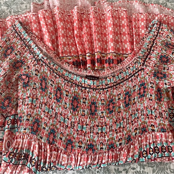 Torrid Smocked Mosaic Print Baby Doll Dress - Picture 5 of 10